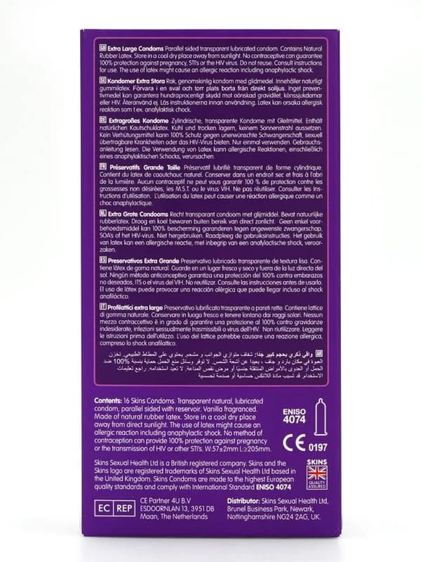 Skins Extra Large Condoms 16-pack Ekstra store kondomer