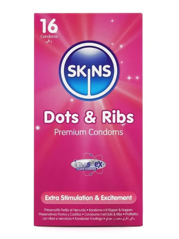 Skins Dots & Ribs Condoms 16-pack Knottriga kondomer