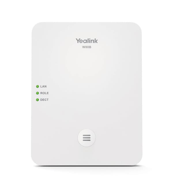 Yealink W80B - Basestation til trådløs telefon/VoIP-telefon med opkalds-id - IP-DECT\GAP - SIP, SIP v2 - 2 linjer - Pearl White (W80B) Hvid