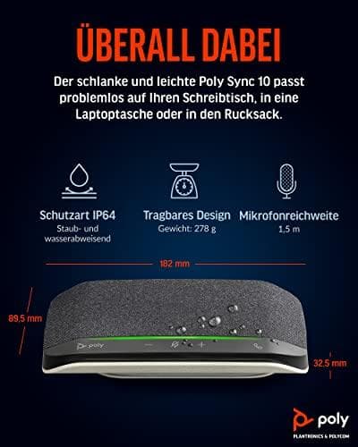 Poly Sync 10 - Smart højttalertelefon - kablet - USB-C, USB-A - Zoom-certificeret
