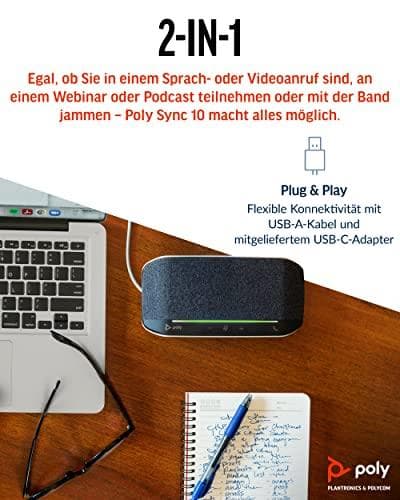 Poly Sync 10 - Smart højttalertelefon - kablet - USB-C, USB-A - Zoom-certificeret