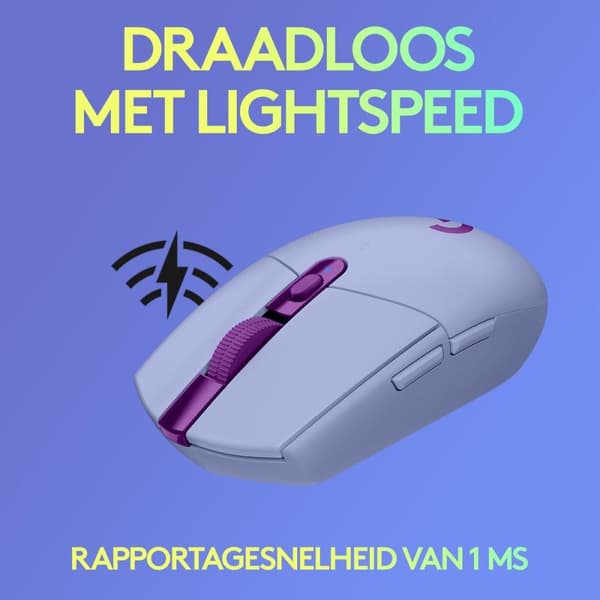 Logitech G305 HERO LIGHTSPEED - Trådlös spelmus - Lila
