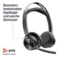 Pikkukuva 5 / 6: Poly Voyager Focus 2 UC - Kuulokkeet - On-Ear - Bluetooth - langaton, langallinen - aktiivinen melunvaimennus - adapteri USB-C Bluetoothin kautta - la