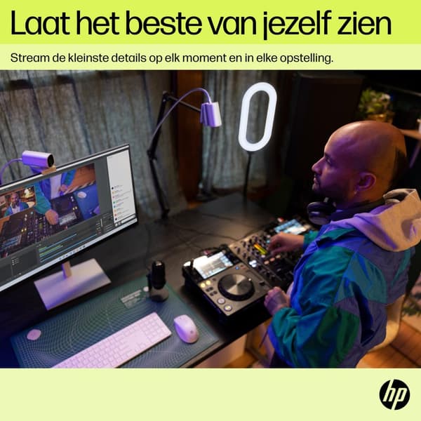 HP 960 4K Streaming Webcam - 100 % bølgepap ydre karton og polstring er bæredygtigt fremskaffet og... (695J6AA#ABB)