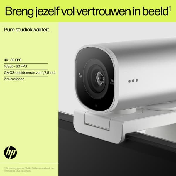 HP 960 4K Streaming Webcam - 100 % bølgepap ydre karton og polstring er bæredygtigt fremskaffet og... (695J6AA#ABB)