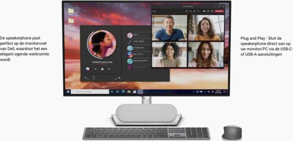 Dell AI Noise Cancellation Speakerphone SP3022 - VoIP bordstelefon högtalartelefon - trådbunden - aktiv brusreducering - USB-C, USB-A