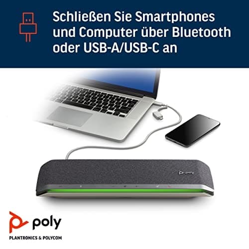 HP POLY VIDEO Poly Sync 60 - Smart højttalertelefon - Bluetooth - trådløs, kablet - USB-C, USB-A - Sort, Sølv - Zoom-certificeret (772C2AA)