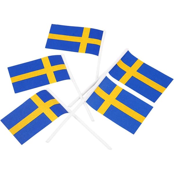 Tårtflaggor - 30 x 50 mm - Sverige - 100 st
