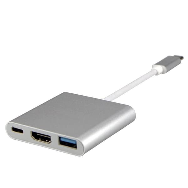 INF USB-C Multiport-adapter til USB, USB-C (USB PD), 4K HDMI-kompatibel sølv
