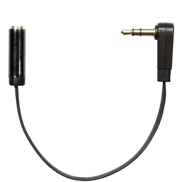 Angled 3.5mm male to 3.5mm female, 0.1m, black
