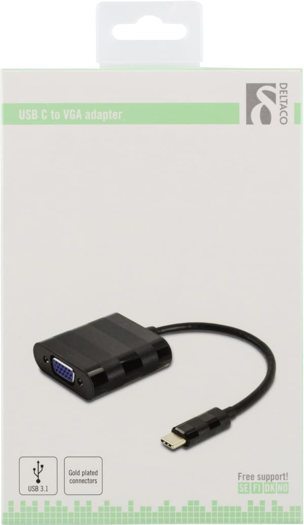 USB 3.1 to VGA adapter, USB type C male - VGA female, black