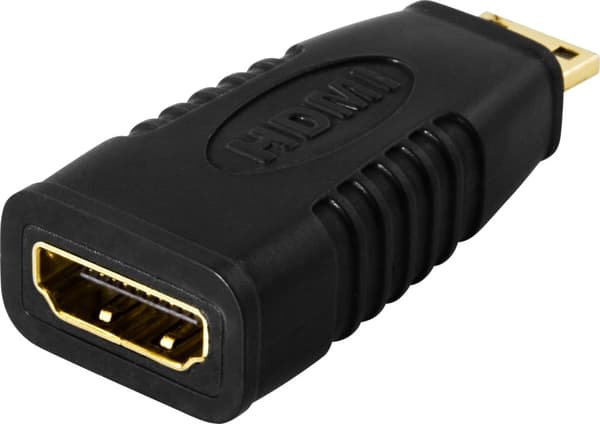 HDMI adapter, mini HDMI male to HDMI female, 19-pin, gold-pl