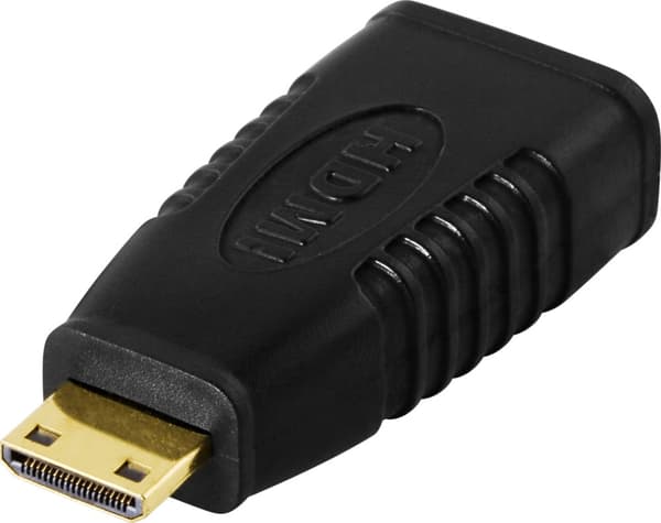 HDMI adapter, mini HDMI male to HDMI female, 19-pin, gold-pl