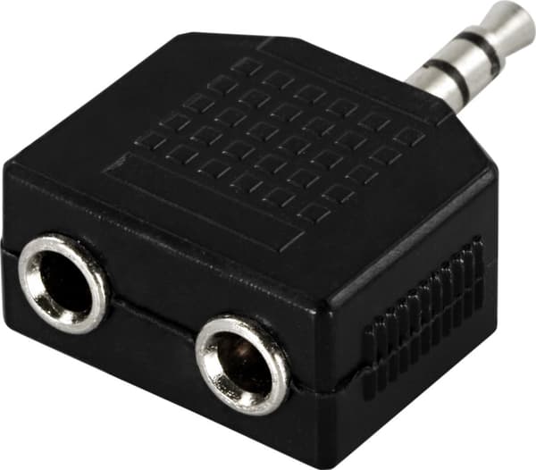Y-adapter for audio, 1x3.5mm ma to 2x3.5mm fe