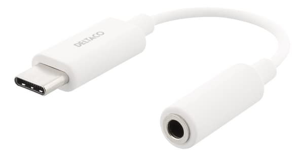 USB-C to 3.5 mm female, 11 cm, retail package, active, white