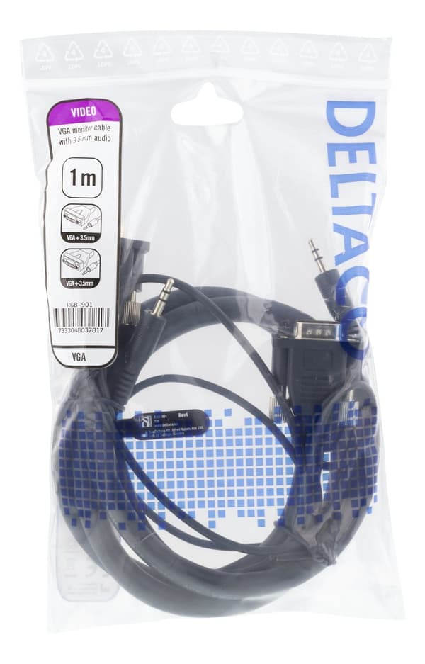 Monitor cable HD15 ma-ma, 1m, 1920x1200 60Hz, 3.5mm audio