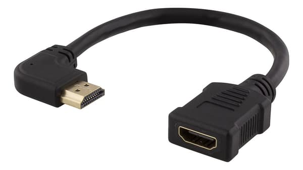 Flexible HDMI adapter, 0.2m, right-angled, HDMI M/F, UHD, bl