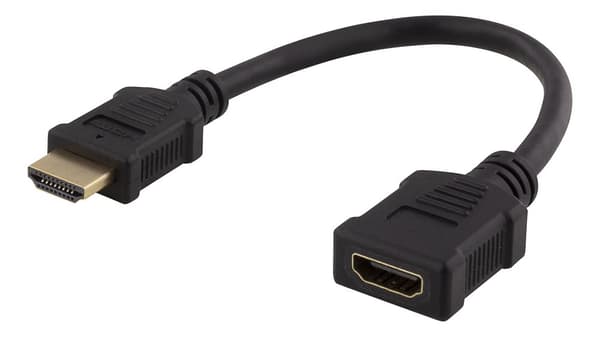 Flexible HDMI adapter, 0.2m, HDMI M/F, UHD, black