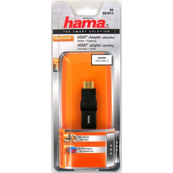 HAMA HDMI Adapter Han-Hun 180° Sort Guldbelagt TL