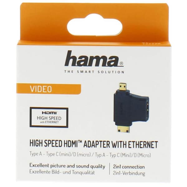 HAMA Adapter HDMI til Typ C (Mini)/D (Micro) Guld Sort