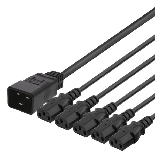 IEC C20 to 5x IEC C13 Power cable, 3m, 16A/250V, Y-Splitter