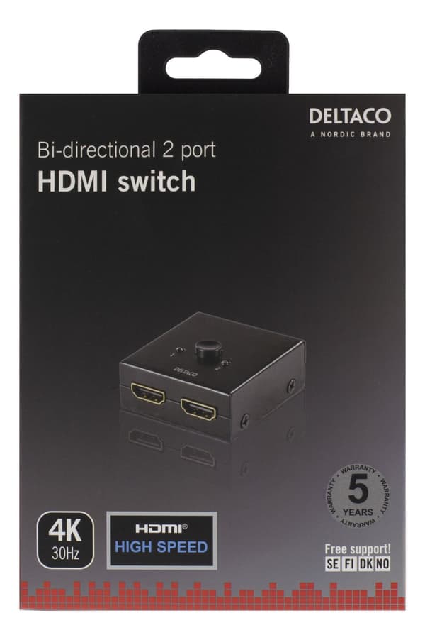 Bidirectional HDMI switch, 1-2 or 2-1, manual, black