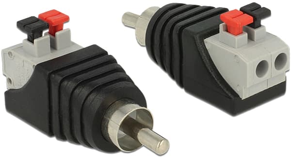 Adapter RCA male > Terminal Block with push button 2 pin