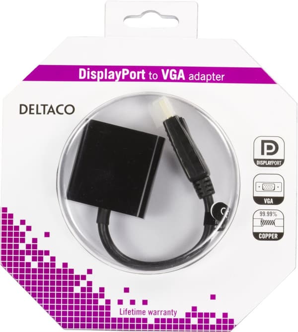 DisplayPort to VGA-adapter, Full HD @60Hz, black, 0,2m