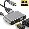 Miniatyrbillede 2 af 6: Adapter 4-i-1 USB-C till HDMI VGA 4K, PD - Silver