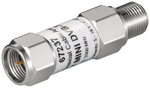 Mini koaksialkabelforstærker 18 dB (DVB-T/SAT)
