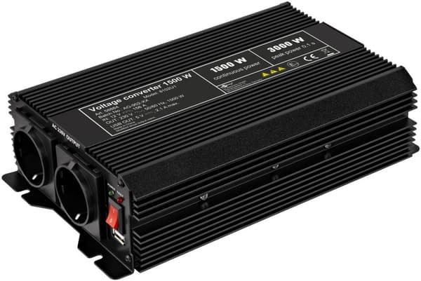 Spänningsomvandlare DC/AC (12V-230V / 1500W) Svart