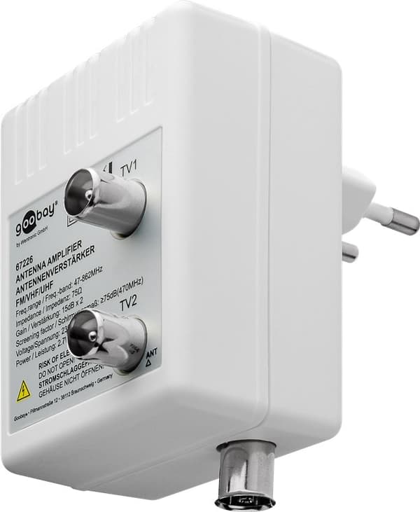 Antennförstärkare med 2 utgångar, 15-30 dB