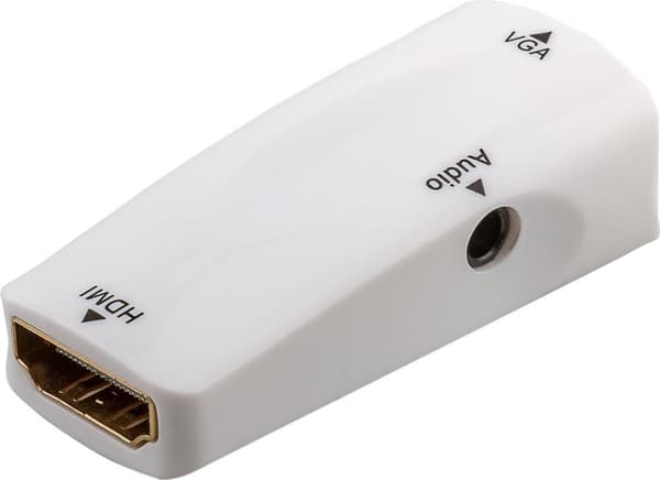 Kompakt HDMI"/VGA-adapter inkl. lyd, gullbelagt