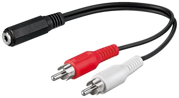 Audio-kaapeli sovitin; 3,5 mm naaras - RCA-uros