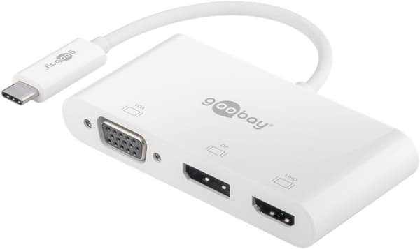 USB-C™ multiport-adapter til VGA, DisplayPort™, HDMI™ Hvid
