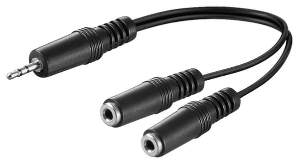 3,5 mm:n audio-Y-kaapelisovitin; 1x uros - 2x naaras mono
