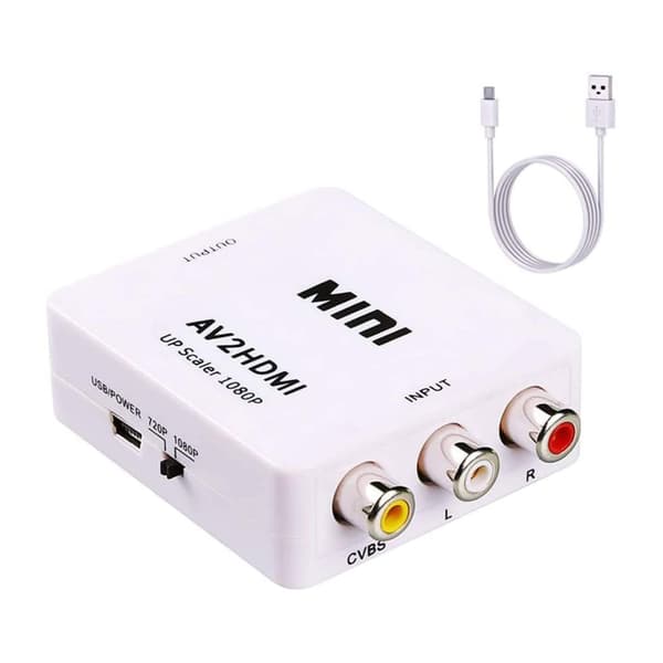 RCA-HDMI-muunnin Nintendo- ja Sony-konsoleille valkoinen
