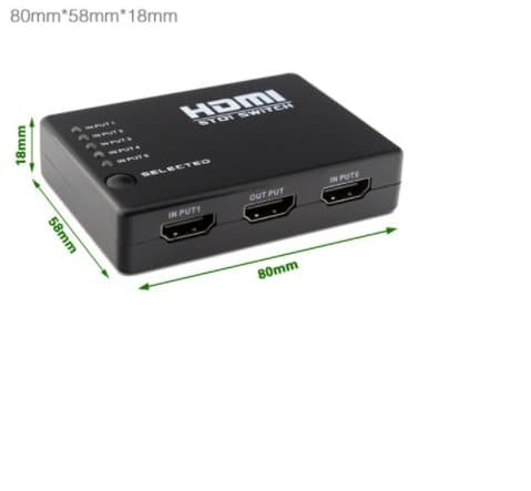 INF HDMI Switch 5x1 med fjärrkontroll