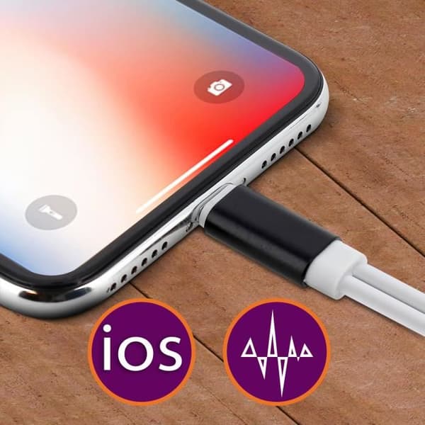 Ljud- och laddningsadapter - Vit - 3,5 mm Jack - Lightning - Kompakt - Optimal ljudkvalitet