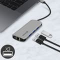 Miniatyrbild 4 av 4: 8in1 USB-C Hub 3x USB 1x USB-C 1x HDMI 1x Ethernet 1 SD Micro-SD-ingång Swissten Grey
