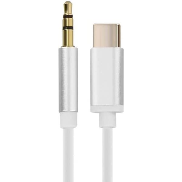 Ljudadapter - Vit - USB-C till Jack 3,5 mm - Vändbar utgång - 1m - Lätt att använda