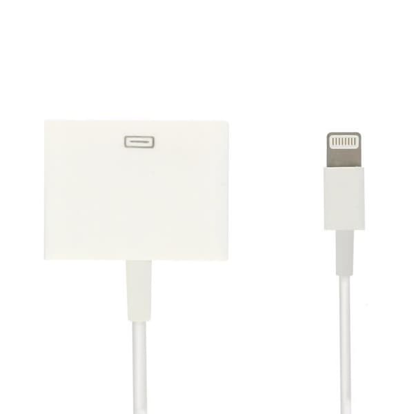 Adapter för laddning och synkronisering - Apple - Lightning till 30 stift - Vit - iPhone, iPad, iPod