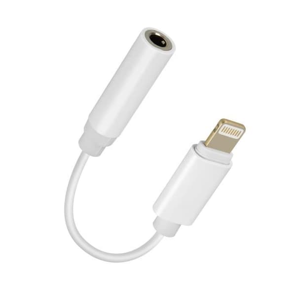 Ljudadapter - Apple - iPhone Lightning till Jack 3.5mm - Vit - Han-kontakt - Minimalistisk design