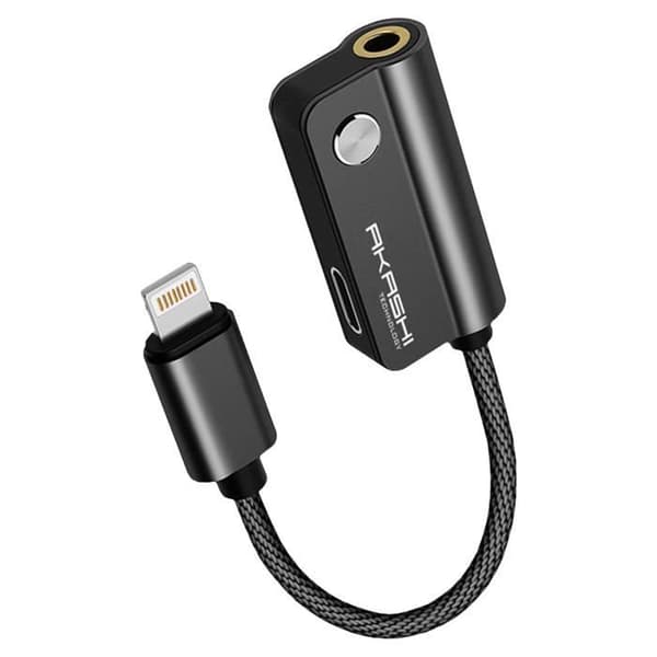 Ljudadapter + Charge Port Jack 3,5 mm Svart - Akashi