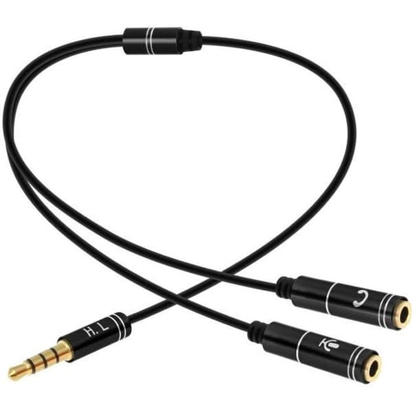 3,5 mm jack ljudadapter till mikrofon och kompakt headset 30 cm svart