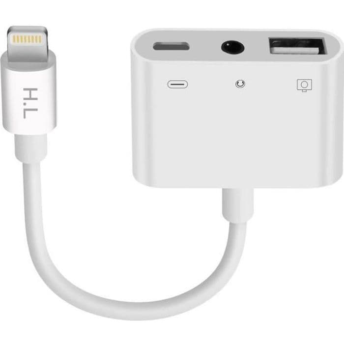 Adapter iPhone / iPad Lightning till USB och Jack 3,5 mm och Lightning