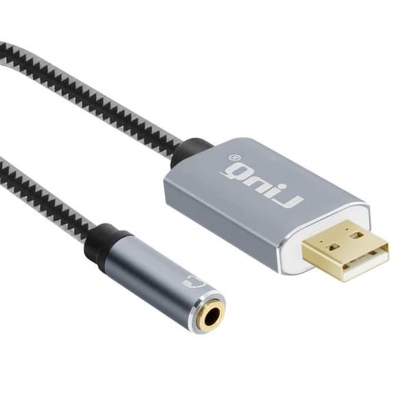 Ljudadapter - LinQ - U3530 - USB till Jack 3.5mm - Ljud- och mikrofonfunktion - Grå