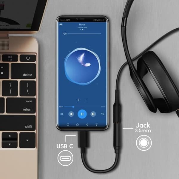 Ljudadapter - Svart - USB Typ C till Jack 3.5 mm - Kompakt - Lätt - USB Typ C-kontakt