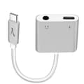 Miniatyrbild 1 av 4: Adapter USB-C Ljud och ladda till USB-C / Jack 3,5 mm hona Akashi Silver Grey