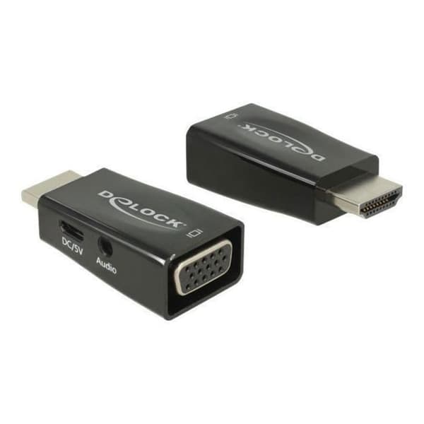 DeLOCK Adapter HDMI-A hane &gt; VGA hona med Audio Video omvandlare HDMI VGA svart